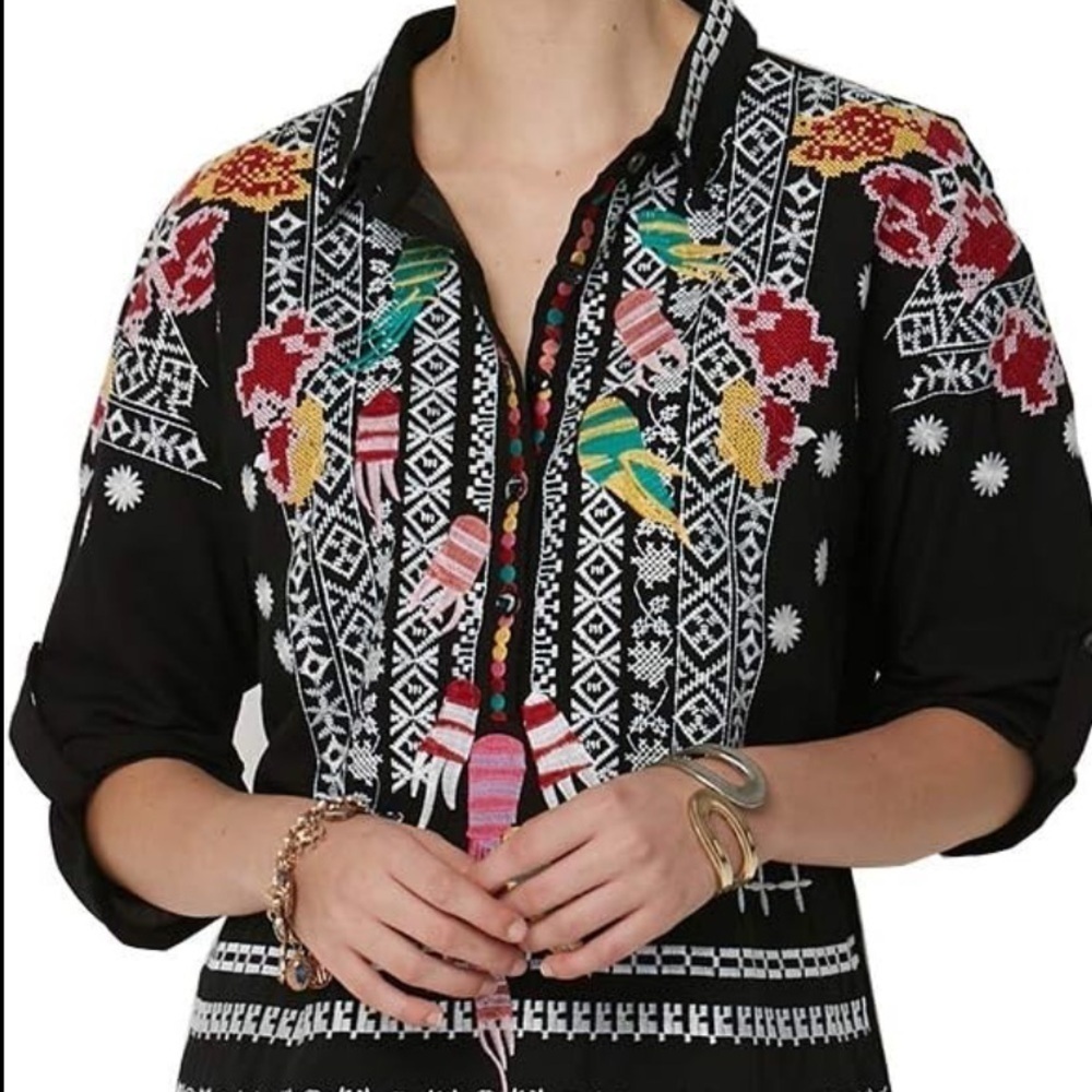 Johnny Was heavily embroidered feathers tunic (oversized) NWT RARE - Picture 5 of 13